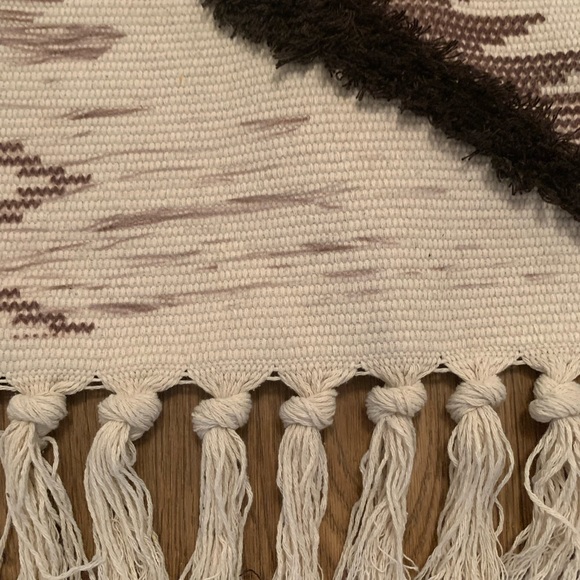Cotton Linen Woven Runner Rug With Tassel Floor Mat Bohemian Neutral ivory brown - Picture 3 of 8